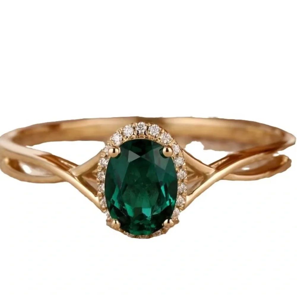 Gold and Emerald Gemstone Ring - NEW - SIZE 6, 7, 8, or 9 Available